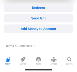 Redeem button in App Store to get a Common Core Kindergarten Math app